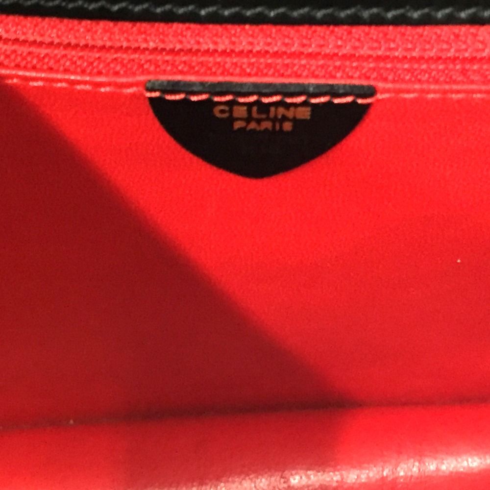 Celine Circle Logo Leather Shoulder Bag Old Vintage M13 Black