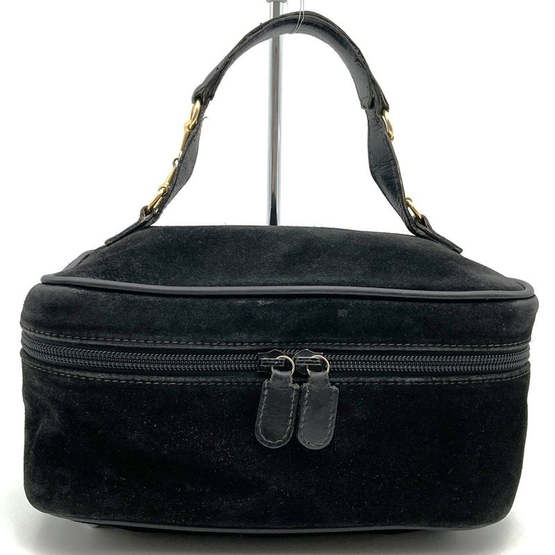 Gucci 032 106 0140 Vanity Bag Pouch Horsebit Black Suede Leather Fashion Women