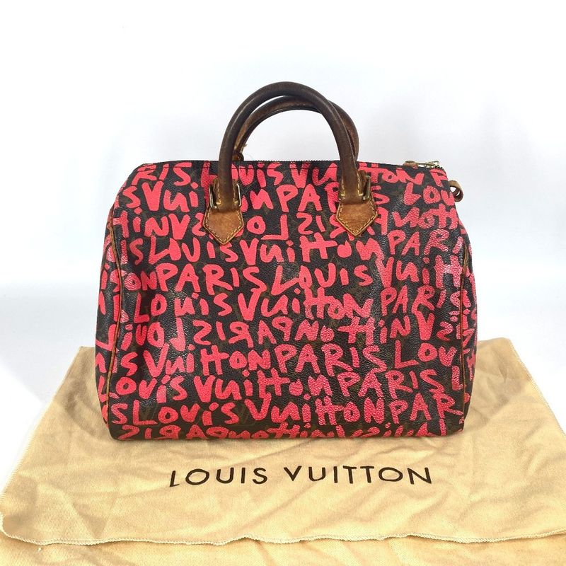 Louis Vuitton Speedy 30 M93704 Monogram Graffiti Canvas Fuchsia Pink