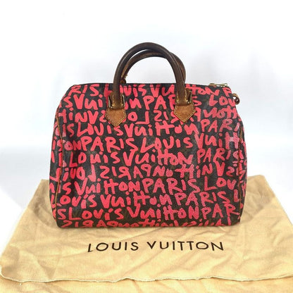 Louis Vuitton Speedy 30 M93704 Monogram Graffiti Canvas Fuchsia Pink