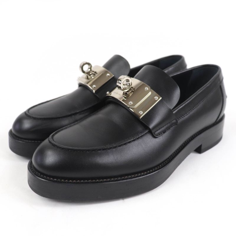 Hermes 2023 232075z Moccasin Hot Silver Hardware Kelly Buckle Leather Loafer