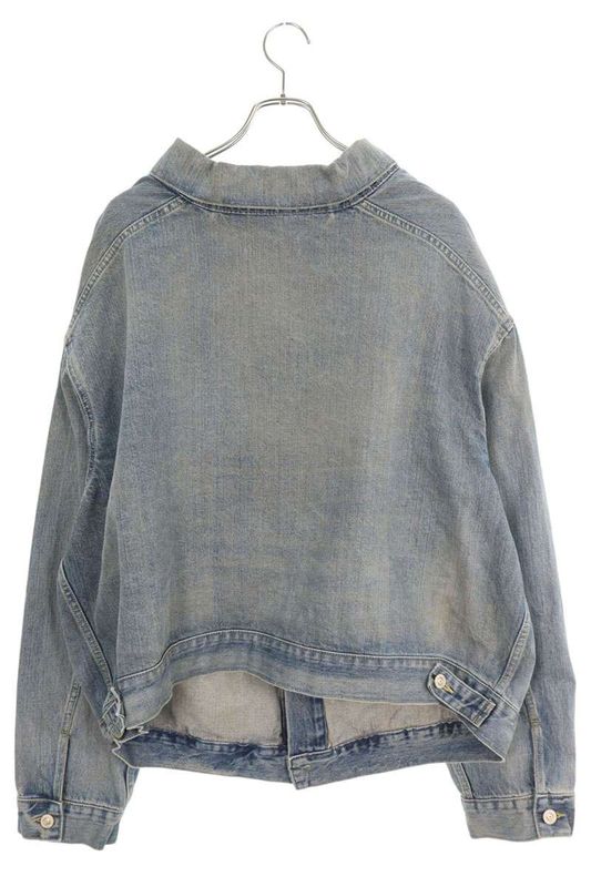 Balenciaga 786638 Tqw55 Off-shoulder Denim Jacket Men's S