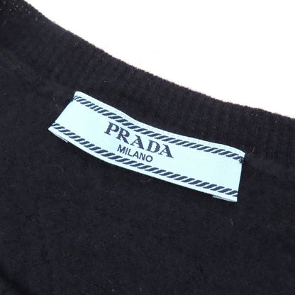 Prada 2023 P24d2q 100% Cashmere Crewneck Short Sleeve Knit Sweater Navy 36 Made