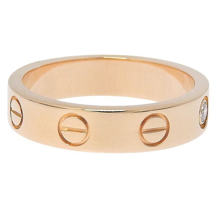 Cartier Mini Love 1P Diamond Ring 18K Pink Gold 750 Pink Gold Diamond #47