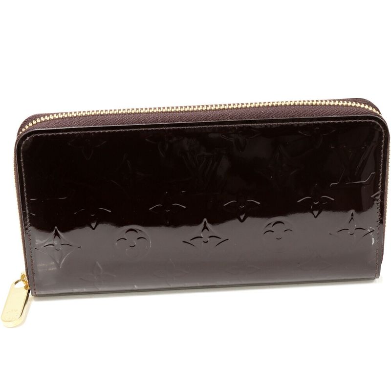 Louis Vuitton Round Zipper Long Wallet With Change Pocket Vernis Amarante Zippy