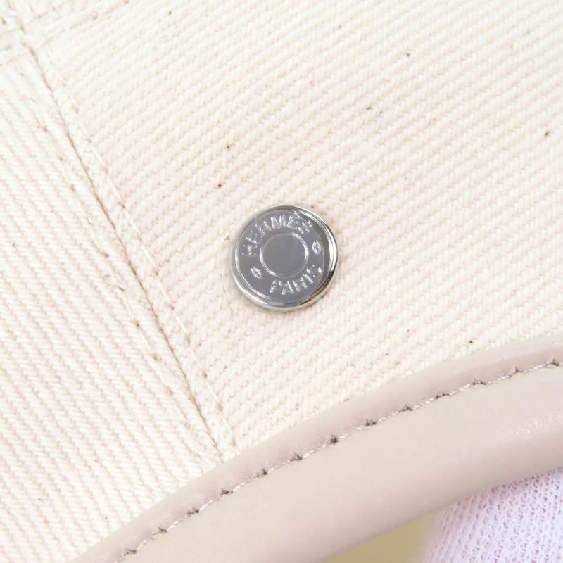 Hermes Saint Honore Charm 100% Cotton With Serie Buttons Leather Trimmed Beret