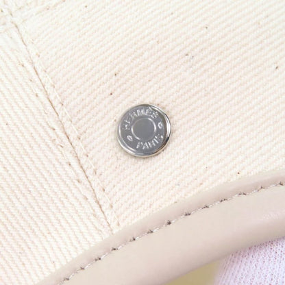 Hermes Saint Honore Charm 100% Cotton With Serie Buttons Leather Trimmed Beret