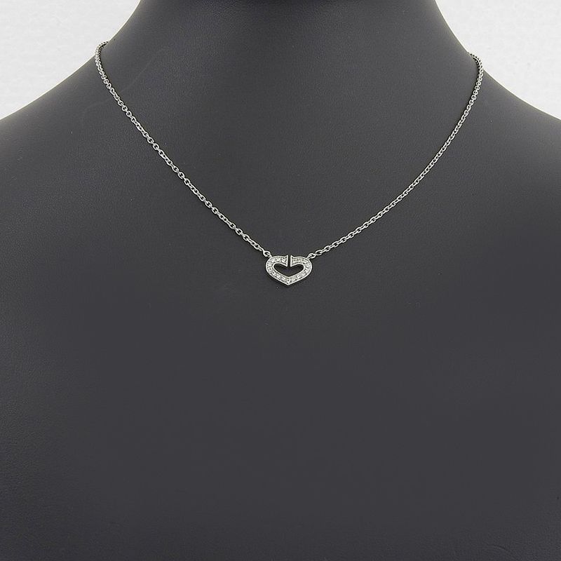 Cartier C Heart 18kwhite Gold With Diamonds Ladies 5.5g Necklace