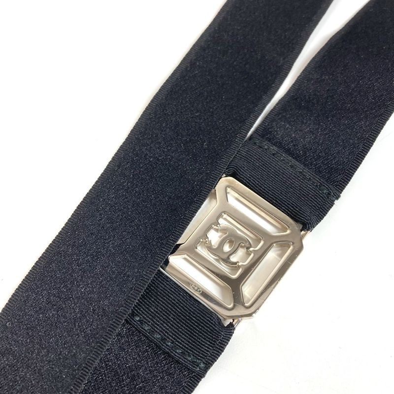 Chanel Strap Neck Strap Necklace Metal Black