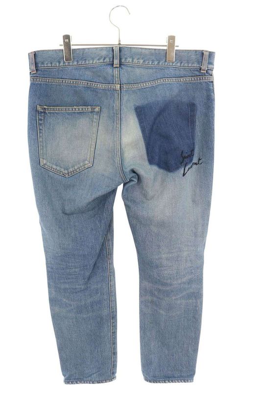 Saint Laurent Paris 483058 Y883l Back Logo Embroidered Denim Pants Men's 32