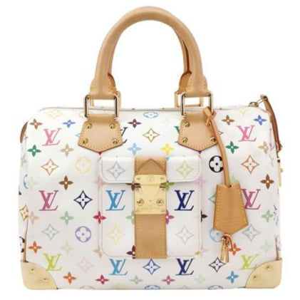 Louis Vuitton Multicolor Speedy 30 Monogram Sac Hand Bag White Gold