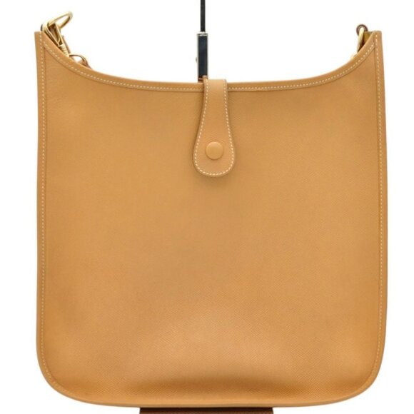 HERMES Evelyn GM I Togo Leather Brown Tan Shoulder Bag Purse Tote GHW