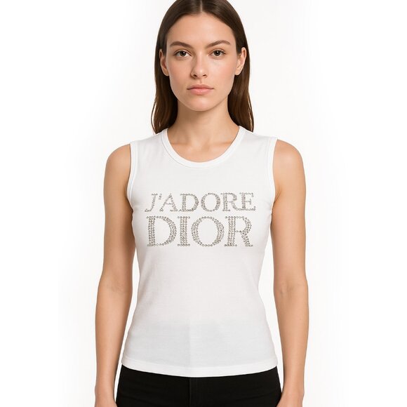 Christian Dior J'adore Rhinestones Galliano Tank Top Shirt 38