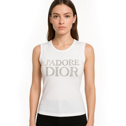 Christian Dior J'adore Rhinestones Galliano Tank Top Shirt 38