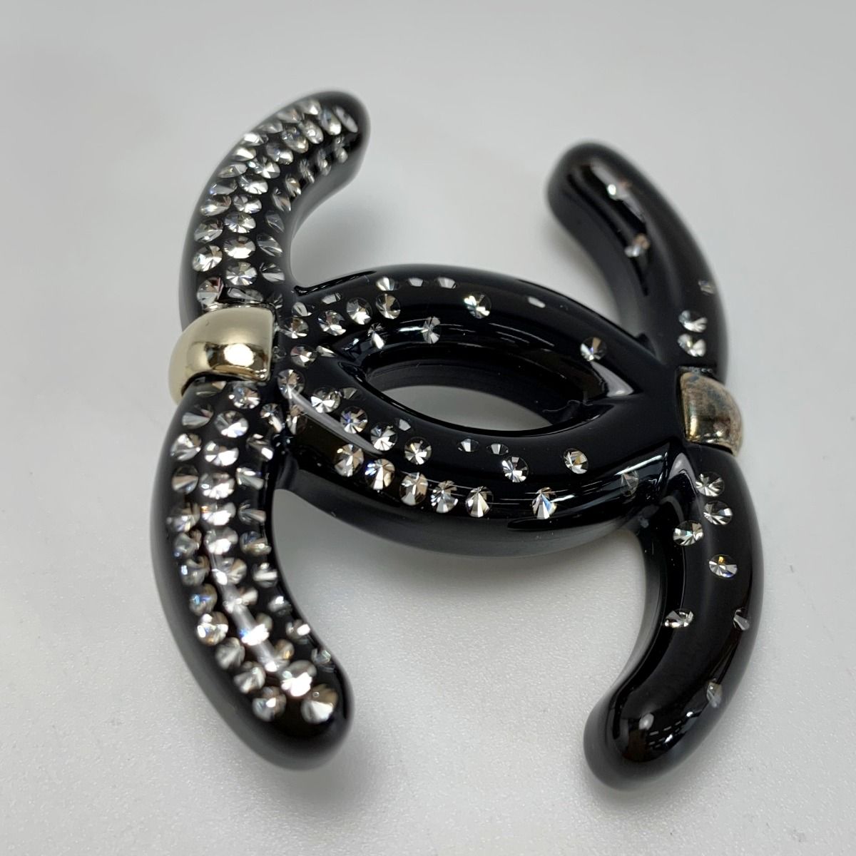 Chanel Coco Mark Brooch D23s Black Pin Type