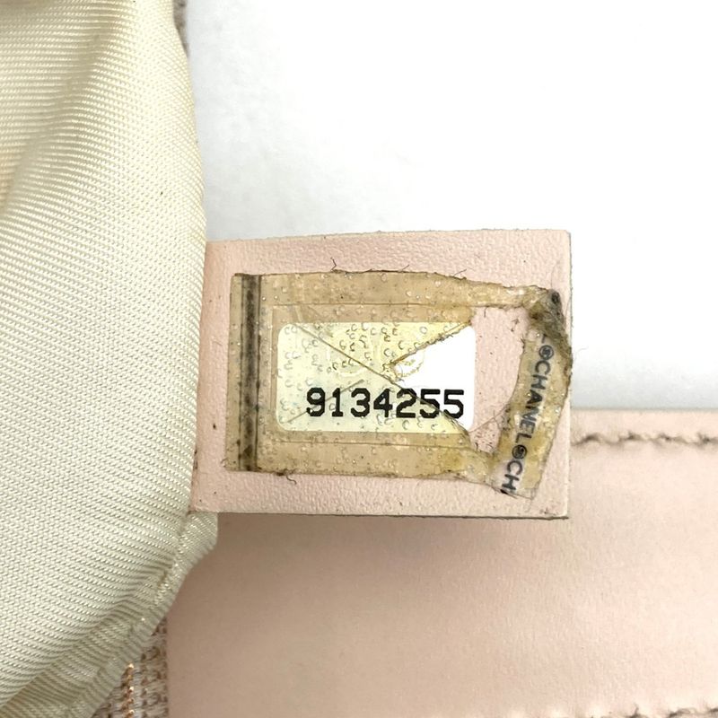 Chanel New Travel PM Tote Bag One Shoulder Nylon Leather Metallic Pink Beige