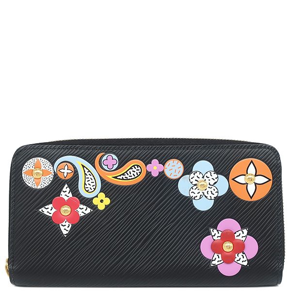 Louis Vuitton Long Wallet Flower Zippy Wallet Epi Leather Noir Black Gold