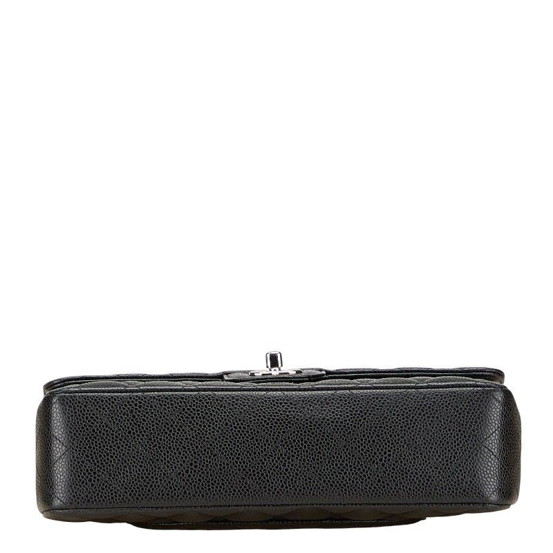 Chanel Coco Mark Matelasse 25 Double Flap Chain Shoulder Bag Black Caviar Skin