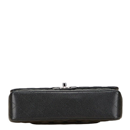 Chanel Coco Mark Matelasse 25 Double Flap Chain Shoulder Bag Black Caviar Skin