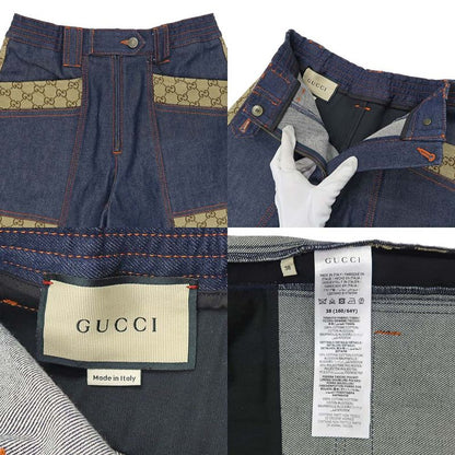 Gucci Bermuda Pants Denim GG Canvas 38 Blue 743203 Women's Apparel