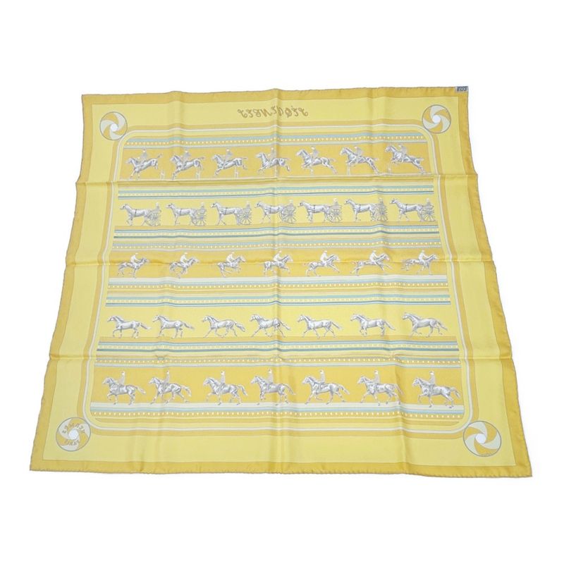 Hermes Silk Carré 90 Sequences Scarf Yellow 410946 Scarf