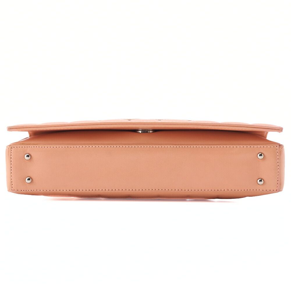 Chanel One Shoulder Bag Choco Bar Coco Mark Lambskin Salmon Pink With Silver