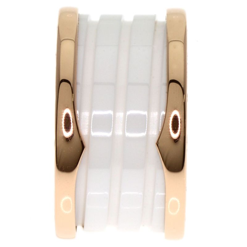 Bvlgari B-zero1 4 Band White Ceramic #51 Ring / Rings 18K Pink Gold Ladies