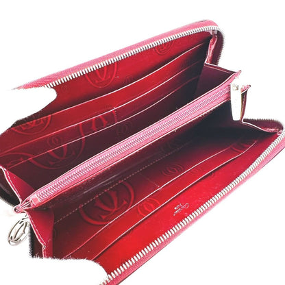 Cartier 2 C Motif Long Wallet Round Zipper Red