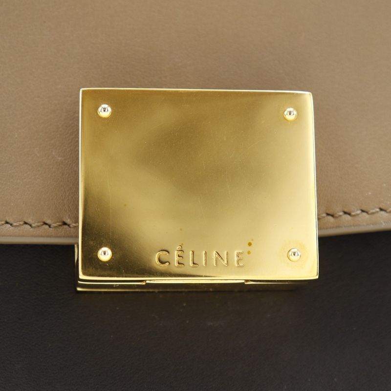 Celine Trapeze 2-way Shoulder Calf Brown/black Women's Handbag