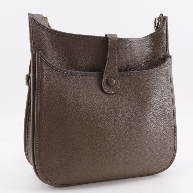 Hermes Evelyn 3GM Evelyn Taurillon Clemence Etoupe Silver Hardware □P Ladies