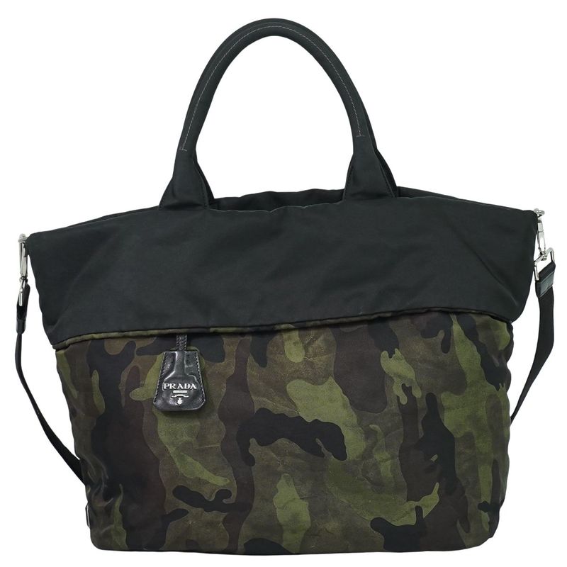 Authentic Prada Tessuto Camouflage Reversible 2WAY Shoulder Bag Handbag Nylon