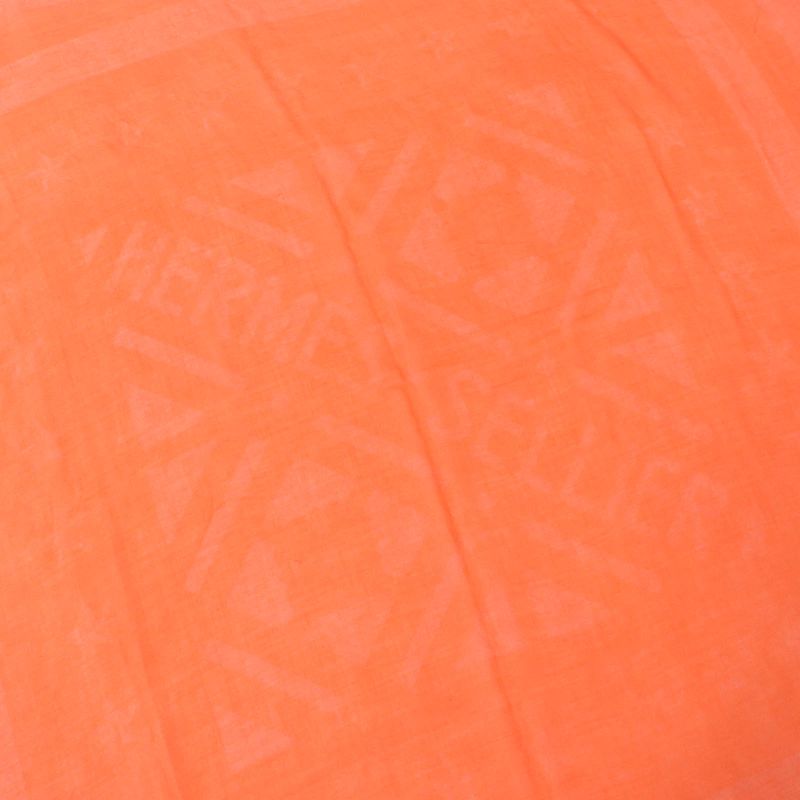 Hermes Carré 110 Cashmere Silk-blend Jacquard Serie Fringed Scarf Orange With
