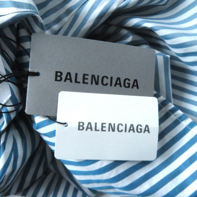Balenciaga 21AW 622050 100% Cotton Logo Stripe Oversized Long Sleeve Shirt