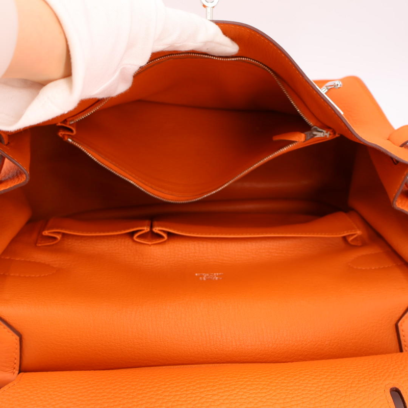 Hermes Gipsyère 34 Orange Silver Hardware □R Engraved Circa 2014 Unisex