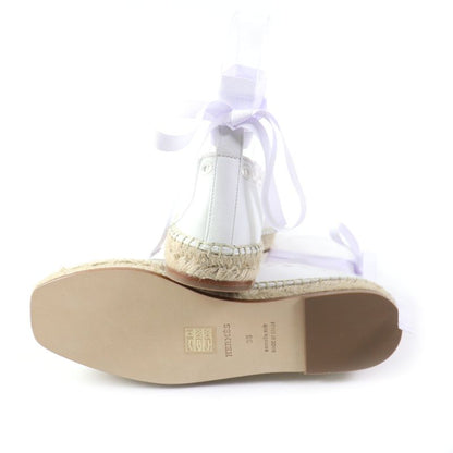 Hermes Guapa Espadrilles Chaîne D'ancre Lace-up Square Toe Leather Shoes White