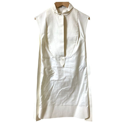 Good Quality Balenciaga Sleeveless Flared Long Shirt Dress 36 White Women Used