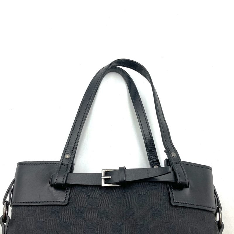 Gucci 107757 Handbag Tote Bag GG Canvas Black Ladies Men