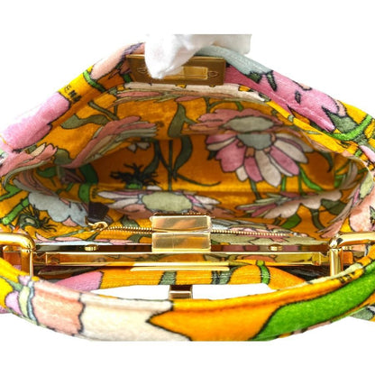 Fendi Peekaboo Iconic Velour Orange Yellow Shoulder Bag Handbag With