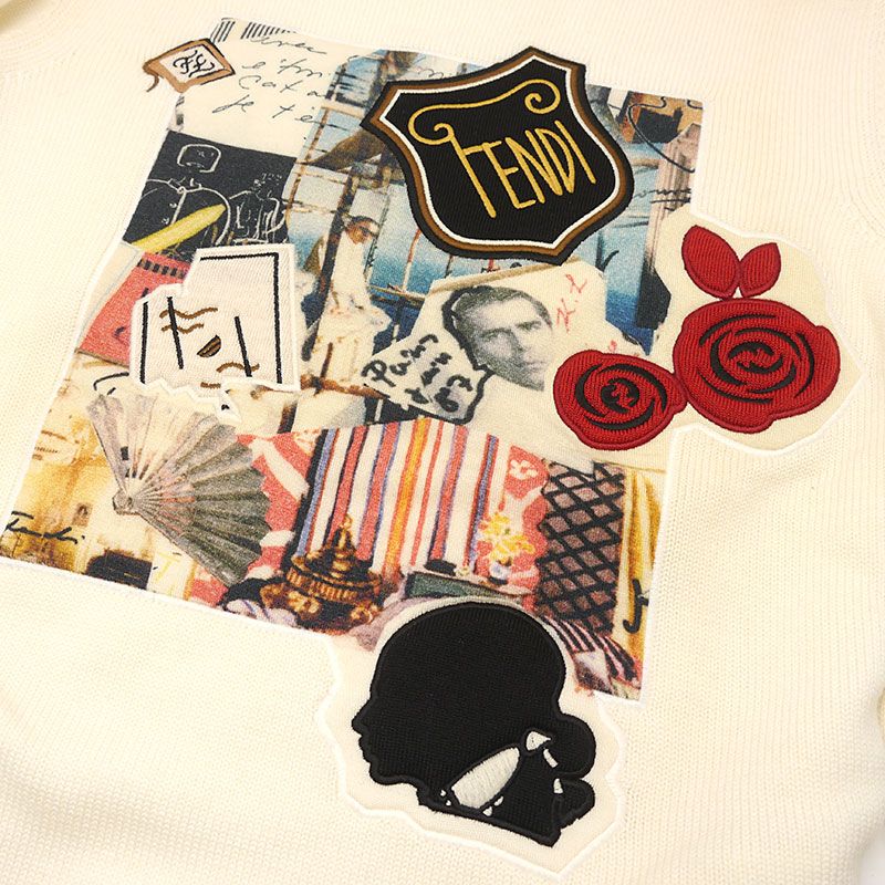 Fendi Wool Sweater Knit White Karl Lagerfeld Collaboration