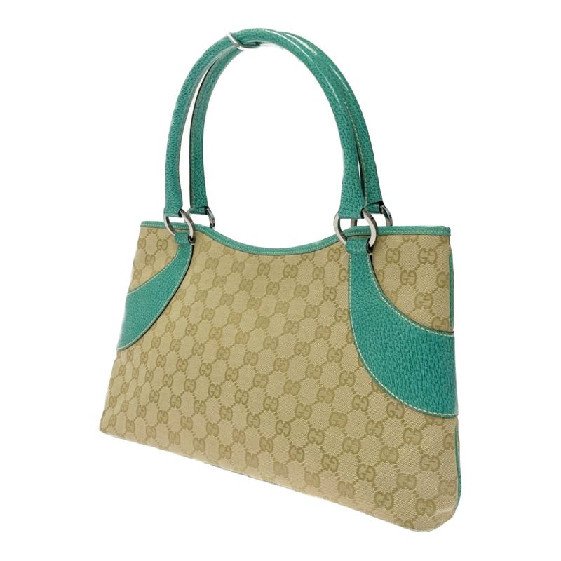 Gucci 113015 and 001013 GG Canvas Tote Bag Beige Green 370296 Tote Bag