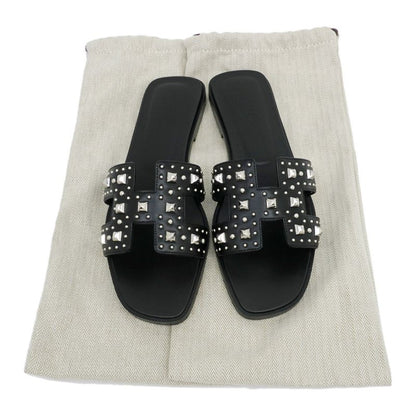 Hermes Oran Studded Sandals Size 38 Black Women's Apparel Women's Shoes