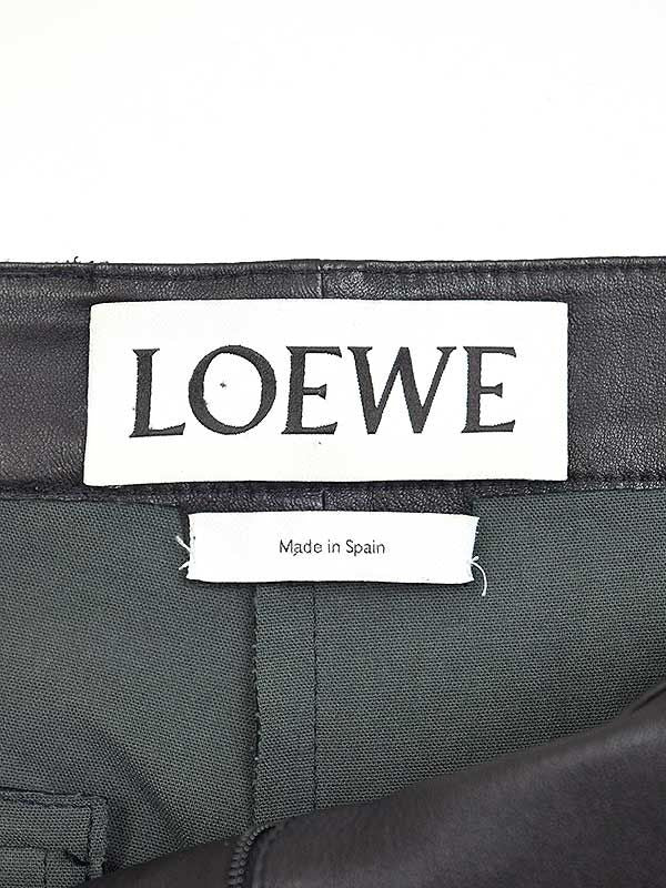 Loewe Lambskin Leather Pants Black 36
