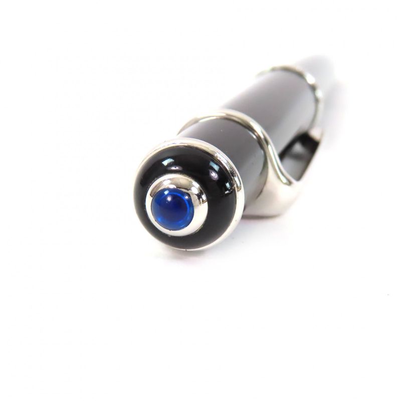 Cartier Diabolo De Cartier Blue Gemstone Twist Ballpoint Pen Black Silver Made