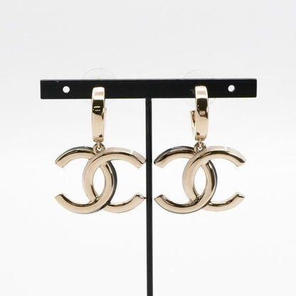 Chanel Earrings Earring Gold Black Coco Mark Hoop