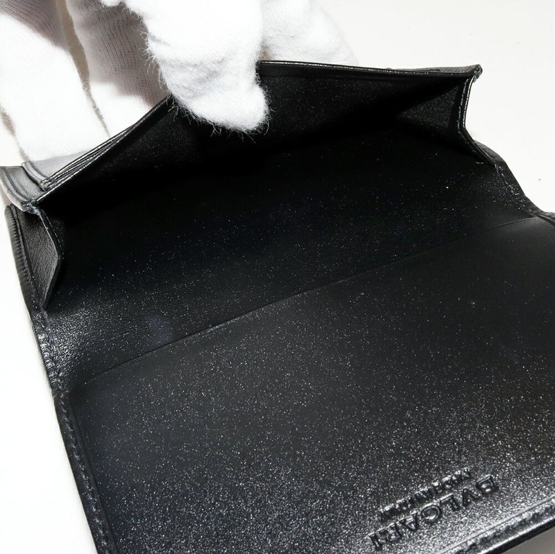 Bulgari Bifold Business Card Holder With Depth Weekend PVC Canvas Gray 32588