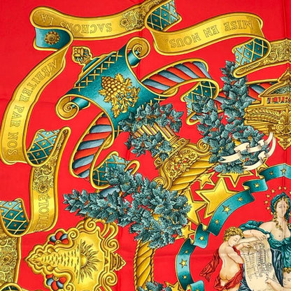 Hermes Scarf Carre 90 Silk Europe European Goddess Child Red