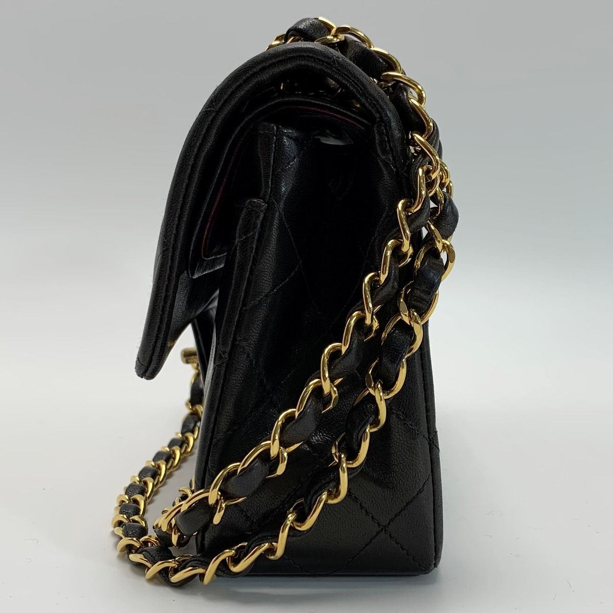 Chanel Matelasse Double Flap Lambskin Black Chain Shoulder Bag