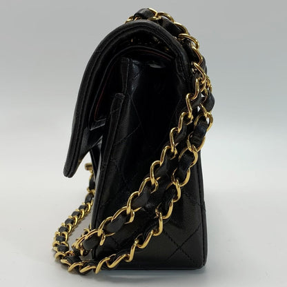 Chanel Matelasse Double Flap Lambskin Black Chain Shoulder Bag