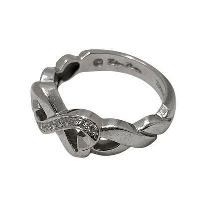 Tiffany & Co Ring - 18K Diamond Double Rubbing Heart With Diamonds