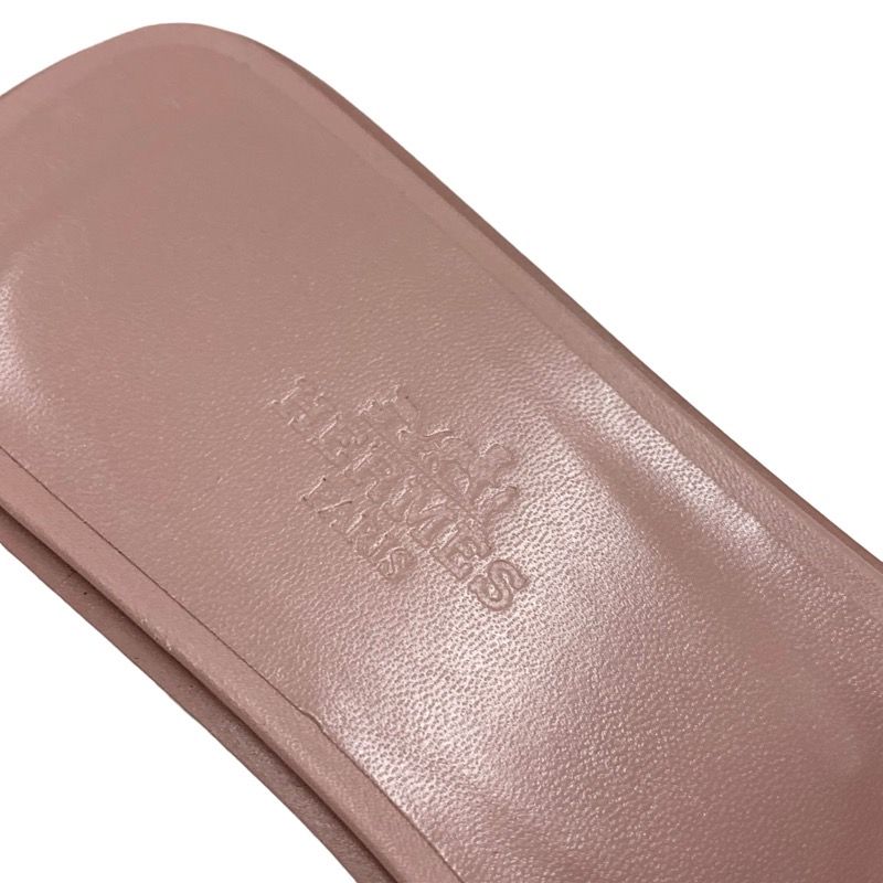 Hermes Oran Sandals Shoes Leather Pink Black Flat Sandals Mules